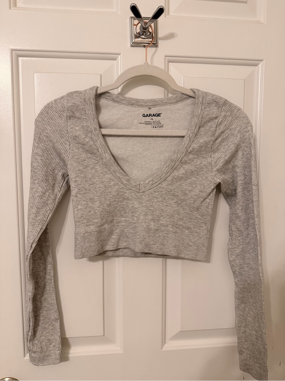 Garage Ribbed Long Sleeve Crop Top